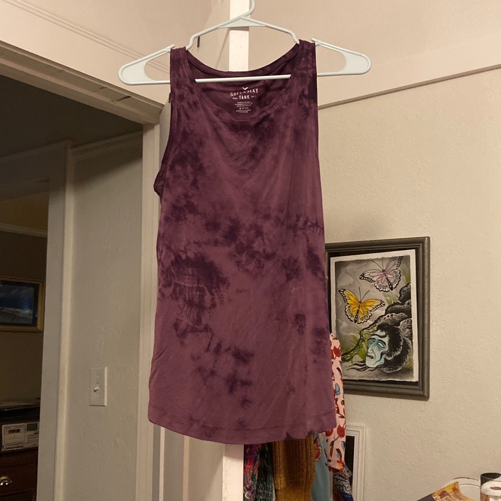 American Eagle Outfitters Purple Tie-Dye Tank Top